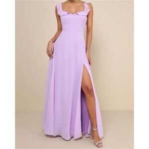 Lulu's Dreamy Admiration Lilac Ruffled Maxi Dress